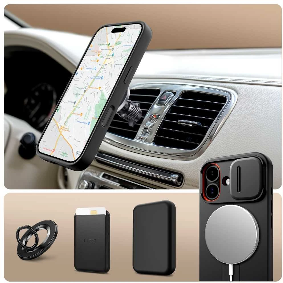 Tech-Protect Kevlar Aura MagSafe dėklas skirtas Apple iPhone 17 – juodos spalvos