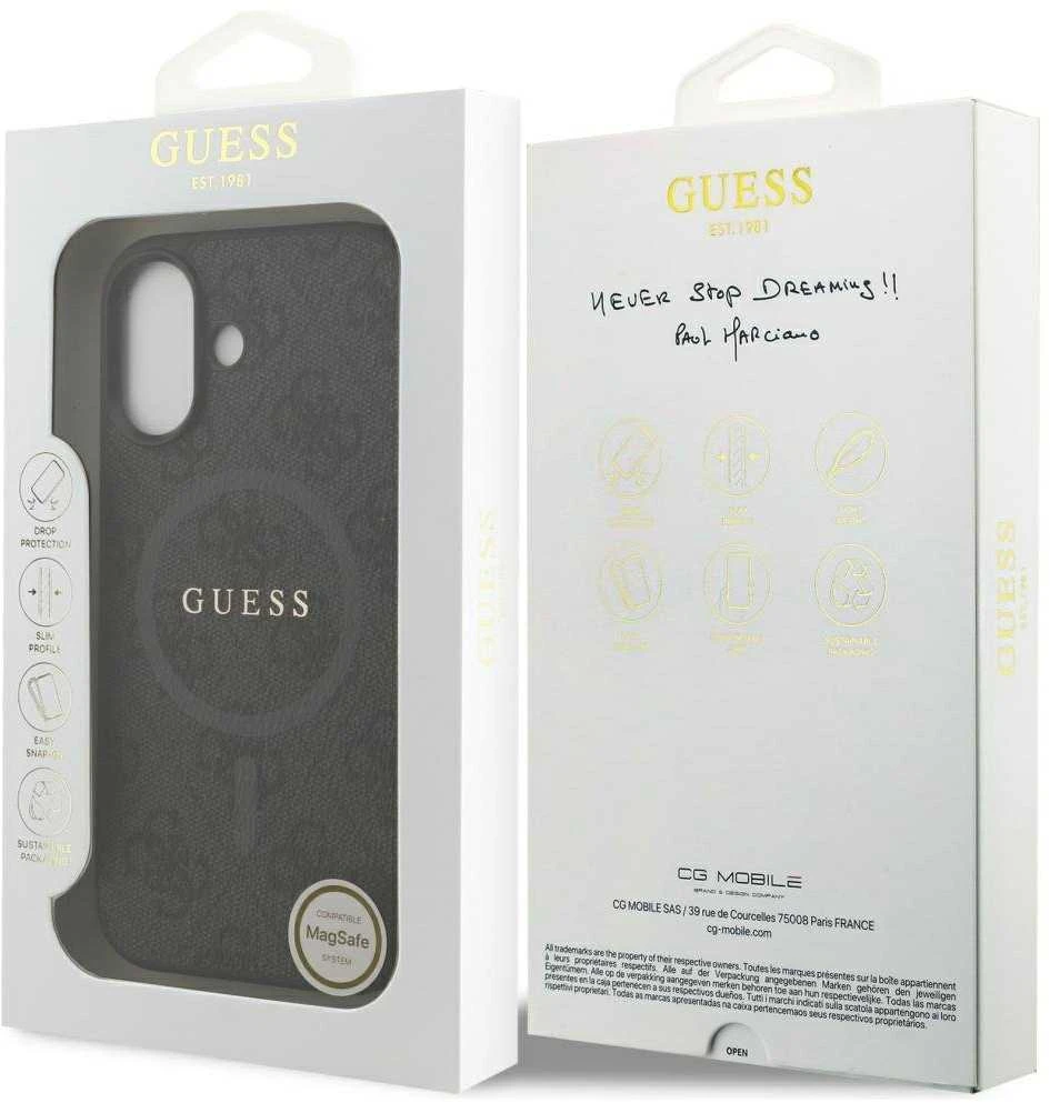 GUESS dėklas, skirtas IPHONE 17, suderinamas su MagSafe GUHMP17SG4GFRK (PU 4G Ring Classic Logo) juodas