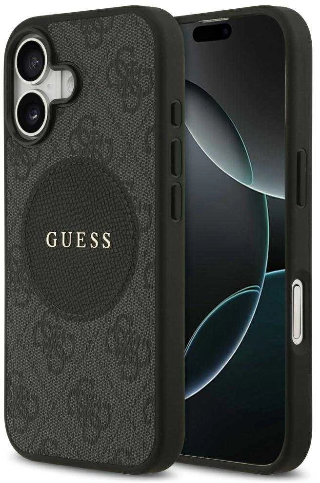 „Guess 4G Circle Classic Logo MagSafe“ dėklas, skirtas iPhone 17 - juodas