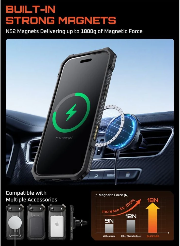 Telefono dėklas iPhone 17 juodas MagSafe Supcase