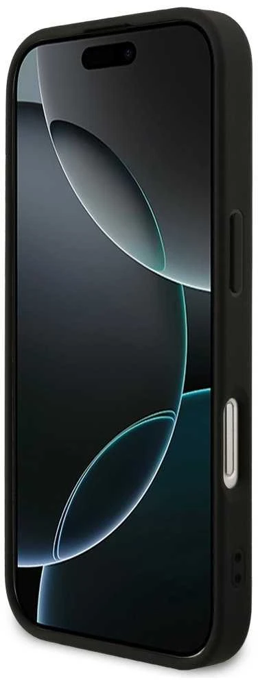 GUESS dėklas, skirtas IPHONE 17, suderinamas su MagSafe GUHMP17SG4GFRK (PU 4G Ring Classic Logo) juodas