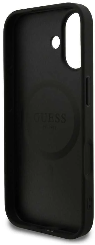 GUESS dėklas, skirtas IPHONE 17, suderinamas su MagSafe GUHMP17SG4GFRK (PU 4G Ring Classic Logo) juodas