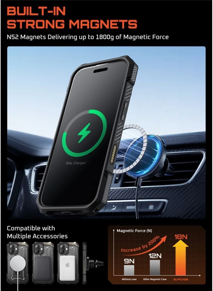Telefono dėklas iPhone 17 juodas MagSafe Supcase