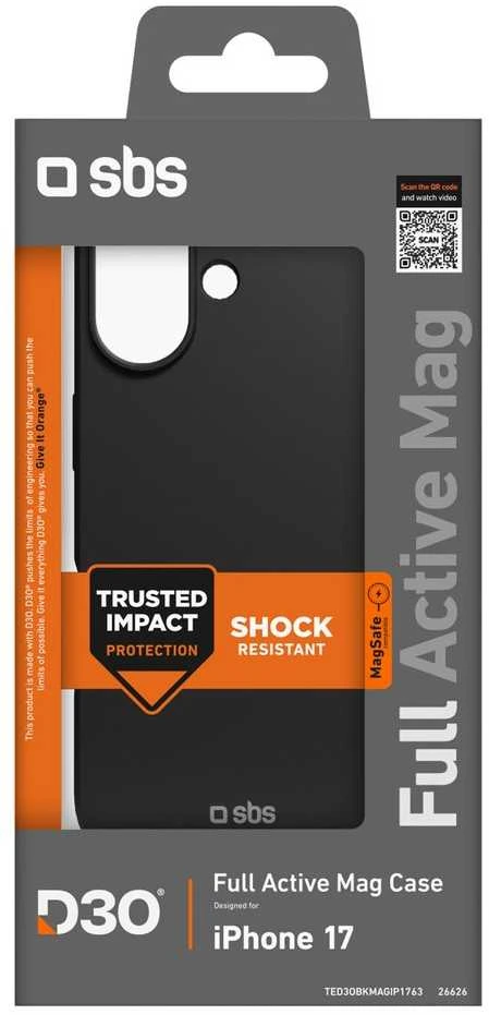 SBS Full Active Mag dėklas with D3O Technology skirtas Apple iPhone 17 – juodos spalvos