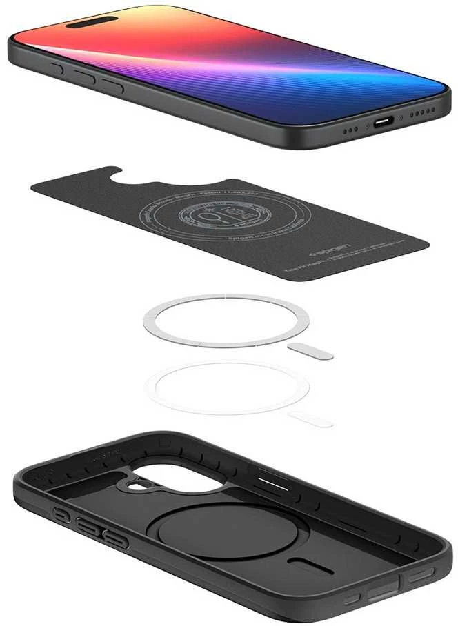 Spigen Thin Fit MagSafe dėklas skirtas Apple iPhone 17 – juodos spalvos