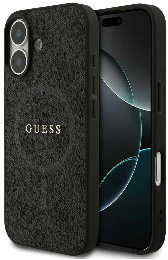 GUESS dėklas, skirtas IPHONE 17, suderinamas su MagSafe GUHMP17SG4GFRK (PU 4G Ring Classic Logo) juodas