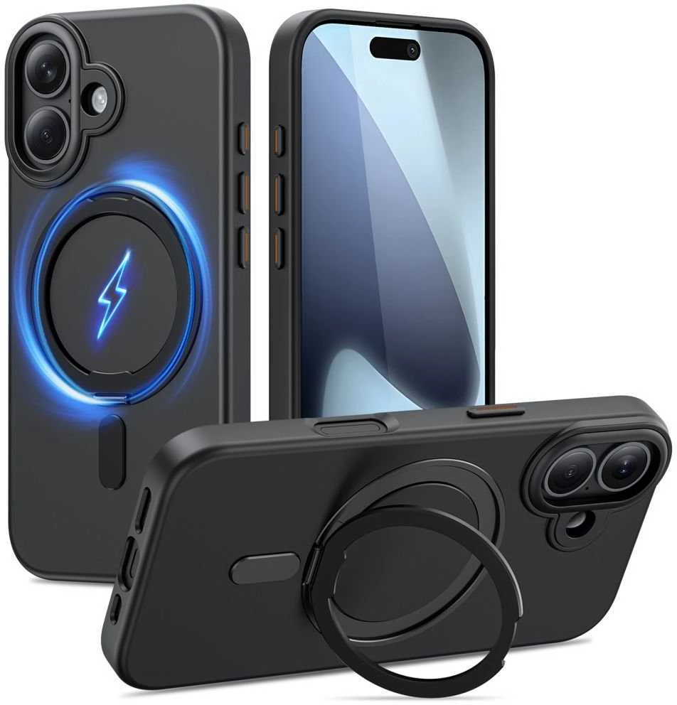 Tech-Protect MagRing MagSafe dėklas skirtas Apple iPhone 17 – matinis juodos spalvos
