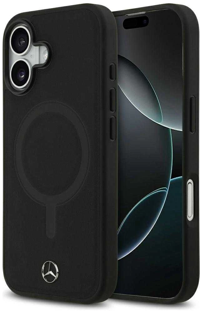 Mercedes Plain Smooth Leather MagSafe dėklas Apple iPhone 17 juodos spalvos
