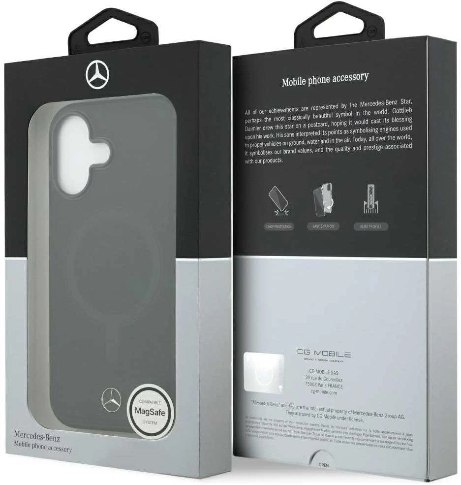 Mercedes Plain Smooth Leather MagSafe dėklas Apple iPhone 17 juodos spalvos