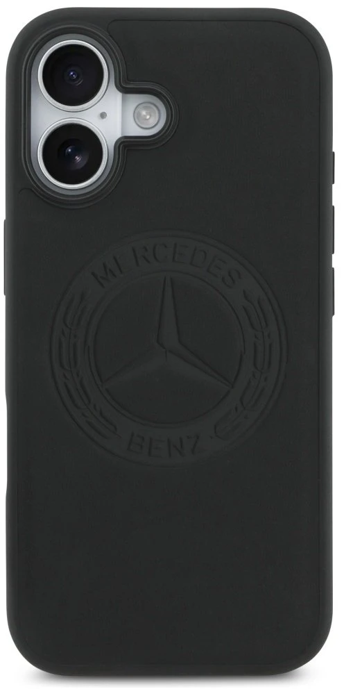 Original dėklas MERCEDES Leather Vintage Logo MagSafe skirtas Apple iPhone 17 juodos spalvos