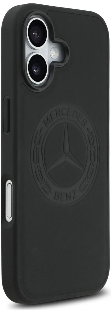 Original dėklas MERCEDES Leather Vintage Logo MagSafe skirtas Apple iPhone 17 juodos spalvos