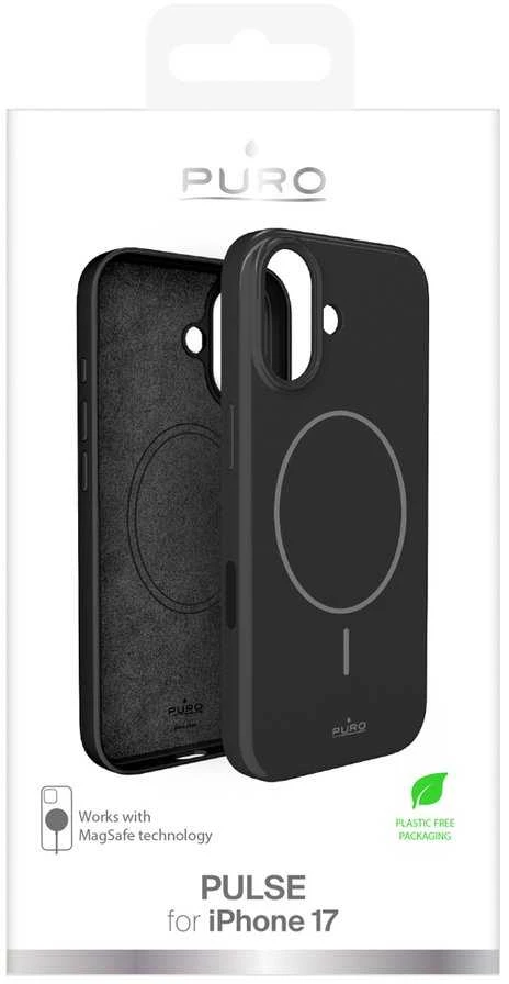 Puro „Pulse“ apsauginis polikarbonato dėklas „iPhone 17“ – juodas