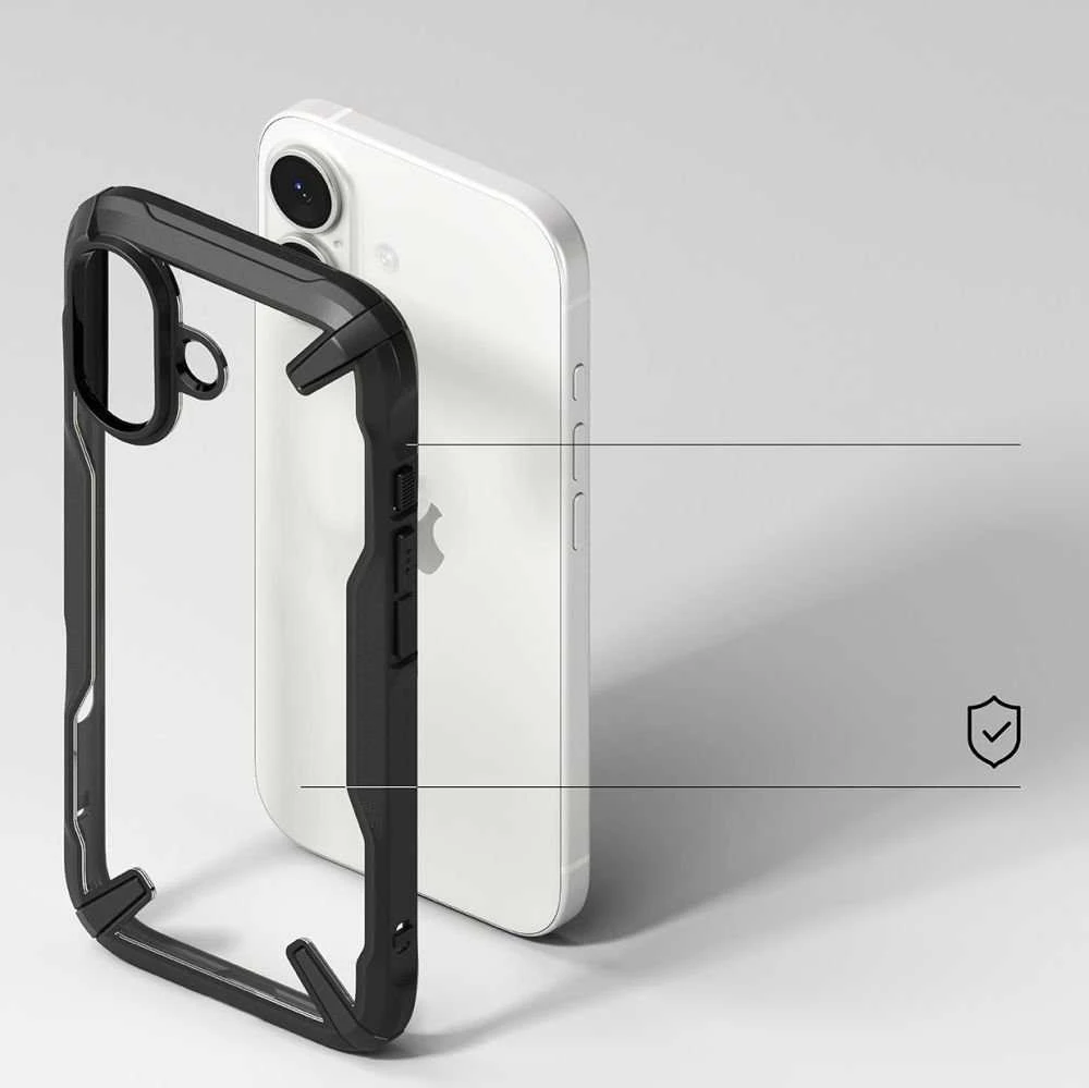 „Ringke Fusion X“ dėklas, skirtas „iPhone 17“ – Juodas