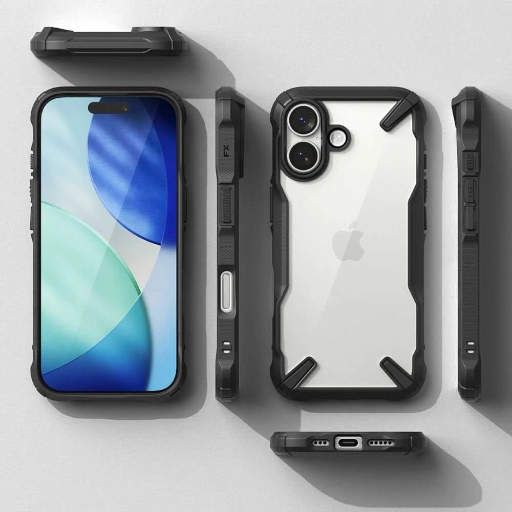 „Ringke Fusion X“ dėklas, skirtas „iPhone 17“ – Juodas