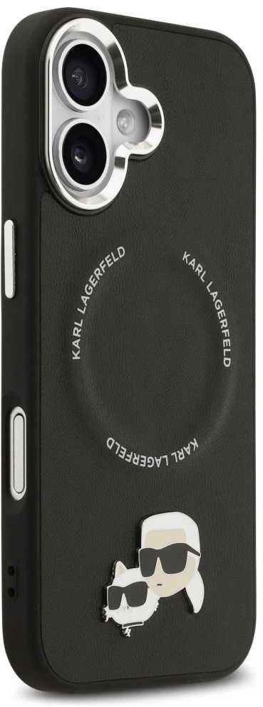 Karl Lagerfeld Karl & Choupette Pins MagSafe dėklas skirtas Apple iPhone 17 juodos spalvos
