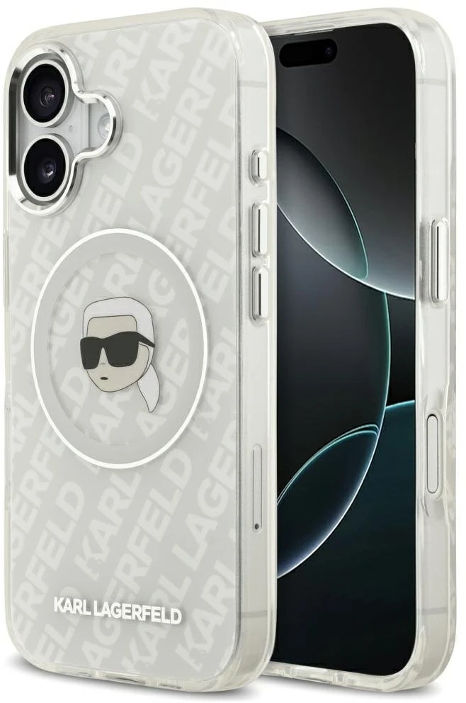 Dėklas Original Pouch Karl Lagerfeld IML Karl Head Logo MagSafe skirtas Apple iPhone 17 pilkos spalvos