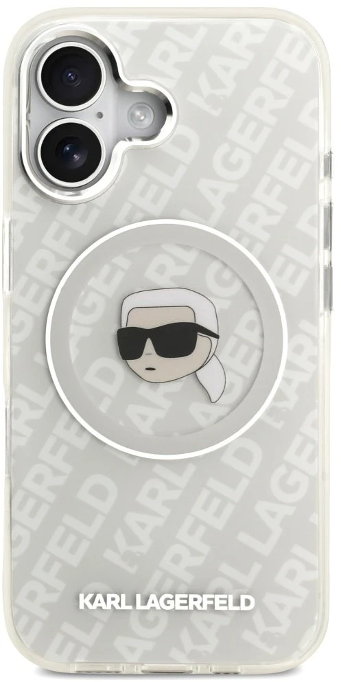 Dėklas Original Pouch Karl Lagerfeld IML Karl Head Logo MagSafe skirtas Apple iPhone 17 pilkos spalvos