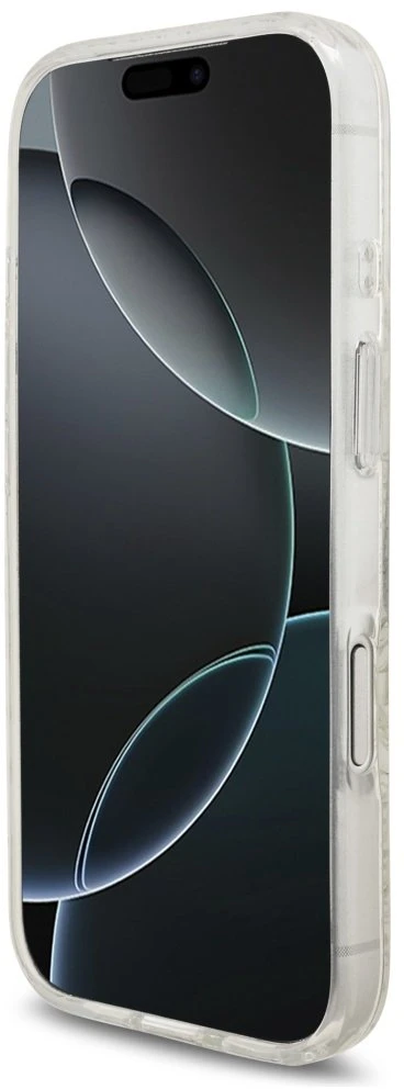Guess IML Flowers Allover Strap MagSafe dėklas skirtas Apple iPhone 17 Pro baltos spalvos