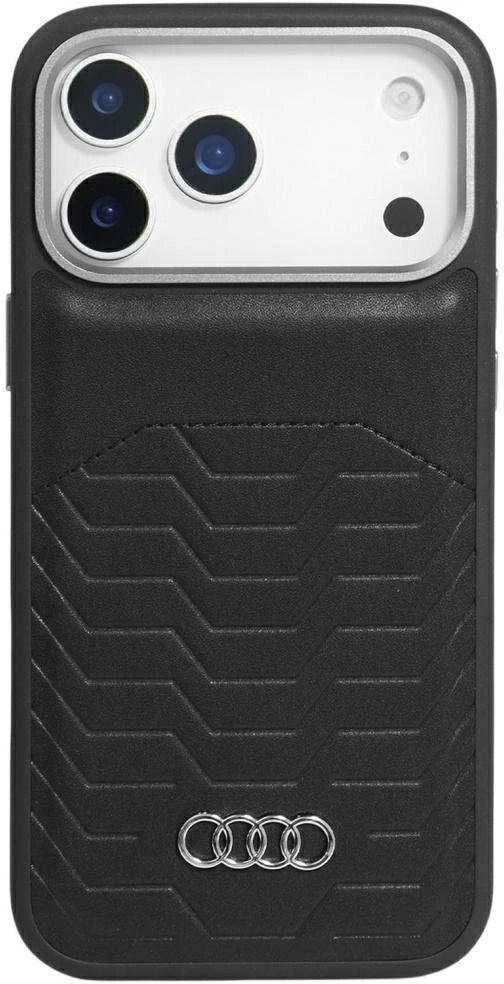 Dėklas Audi GT Synthetic Leather MagSafe Apple iPhone 17 Pro juodos spalvos