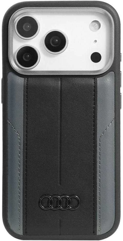 Dėklas Audi A6 Synthetic Leather MagSafe Apple iPhone 17 Pro juodos spalvos