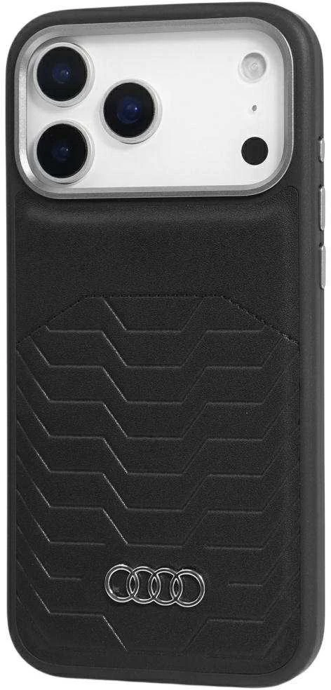 Dėklas Audi GT Synthetic Leather MagSafe Apple iPhone 17 Pro juodos spalvos