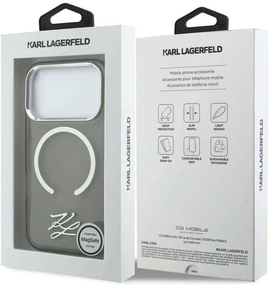 Dėklas Karl Lagerfeld IML KL Script Logo MagSafe Case for iPhone 17 Pro - Juodas