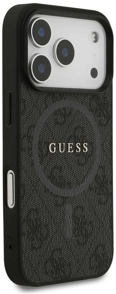 Guess 4G Ring Classic Logo MagSafe dėklas skirtas Apple iPhone 17 Pro juodos spalvos