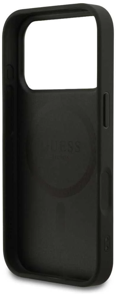 Guess 4G Ring Classic Logo MagSafe dėklas skirtas Apple iPhone 17 Pro juodos spalvos