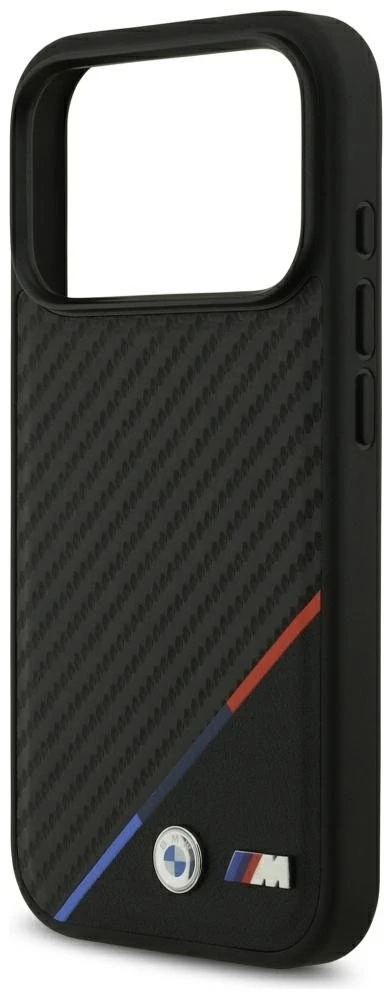 Dėklas BMW M Carbon Tricolor Line MagSafe Apple iPhone 17 Pro juodos spalvos
