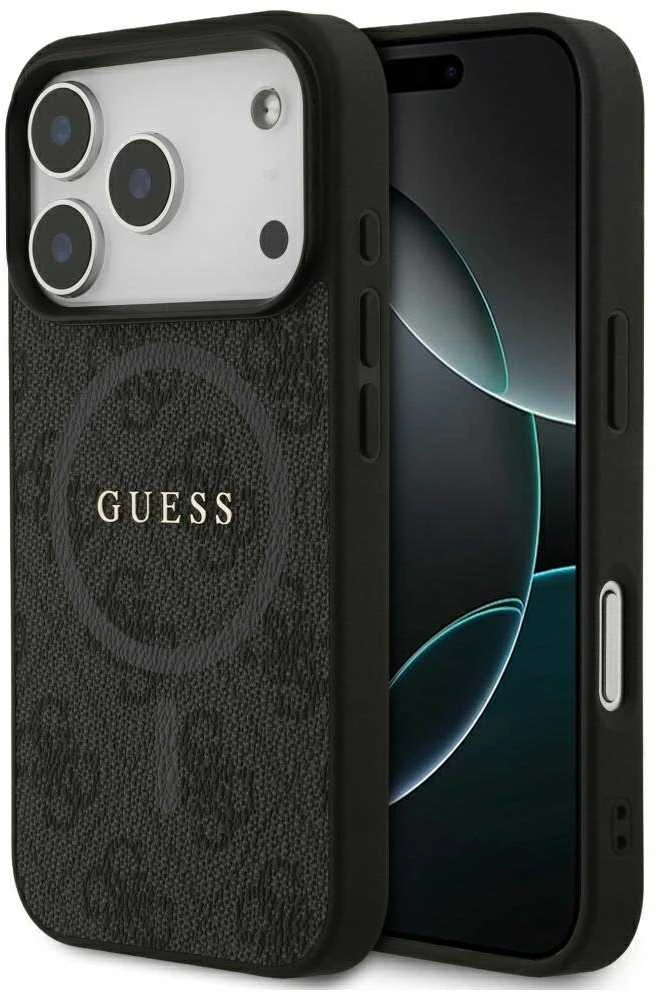 Guess 4G Ring Classic Logo MagSafe dėklas skirtas Apple iPhone 17 Pro juodos spalvos