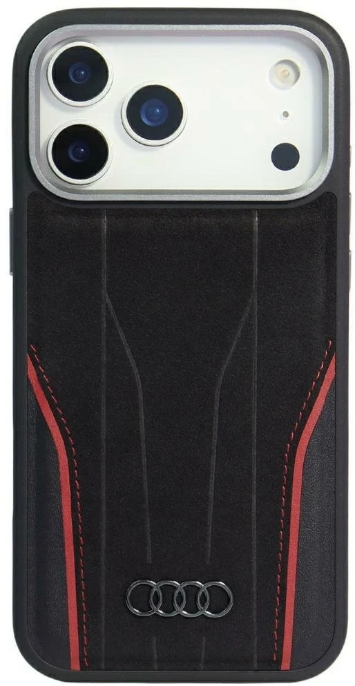 Dėklas Audi R8 Genuine Leather MagSafe Apple iPhone 17 Pro juodos spalvos-red