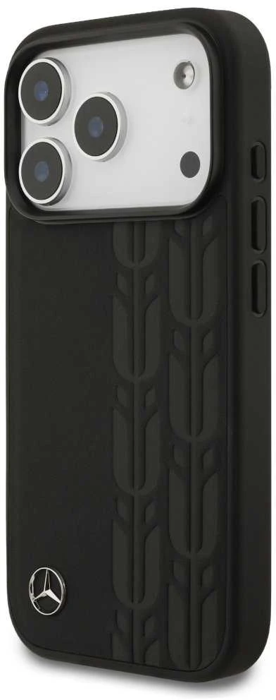 Mercedes Leather Laurel Leaves MagSafe dėklas skirtas Apple iPhone 17 Pro juodos spalvos