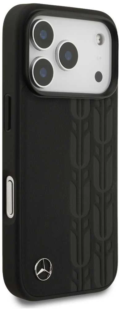 Mercedes Leather Laurel Leaves MagSafe dėklas skirtas Apple iPhone 17 Pro juodos spalvos