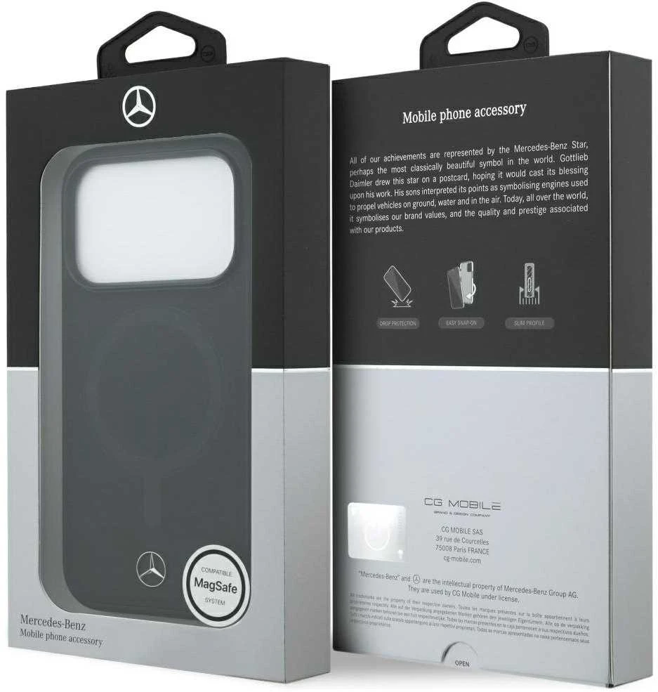Mercedes Plain Smooth Leather MagSafe dėklas Apple iPhone 17 Pro juodos spalvos
