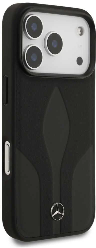 Dėklas Mercedes Leather The Move MagSafe skirtas Apple iPhone 17 Pro juodos spalvos