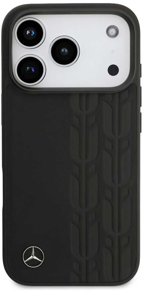 Mercedes Leather Laurel Leaves MagSafe dėklas skirtas Apple iPhone 17 Pro juodos spalvos