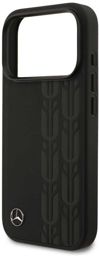 Mercedes Leather Laurel Leaves MagSafe dėklas skirtas Apple iPhone 17 Pro juodos spalvos