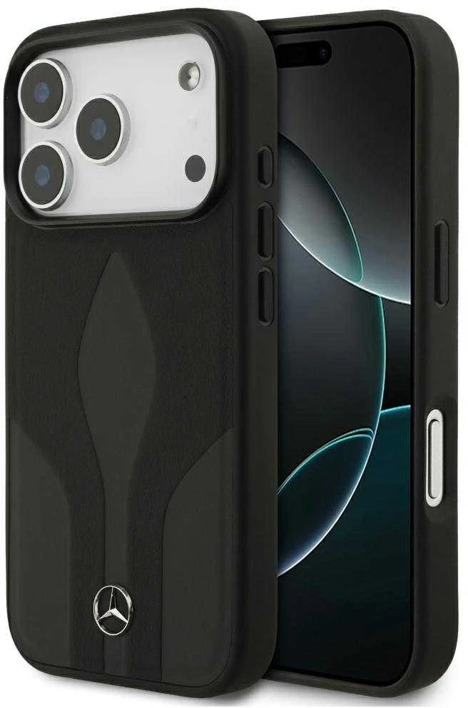 Dėklas Mercedes Leather The Move MagSafe skirtas Apple iPhone 17 Pro juodos spalvos
