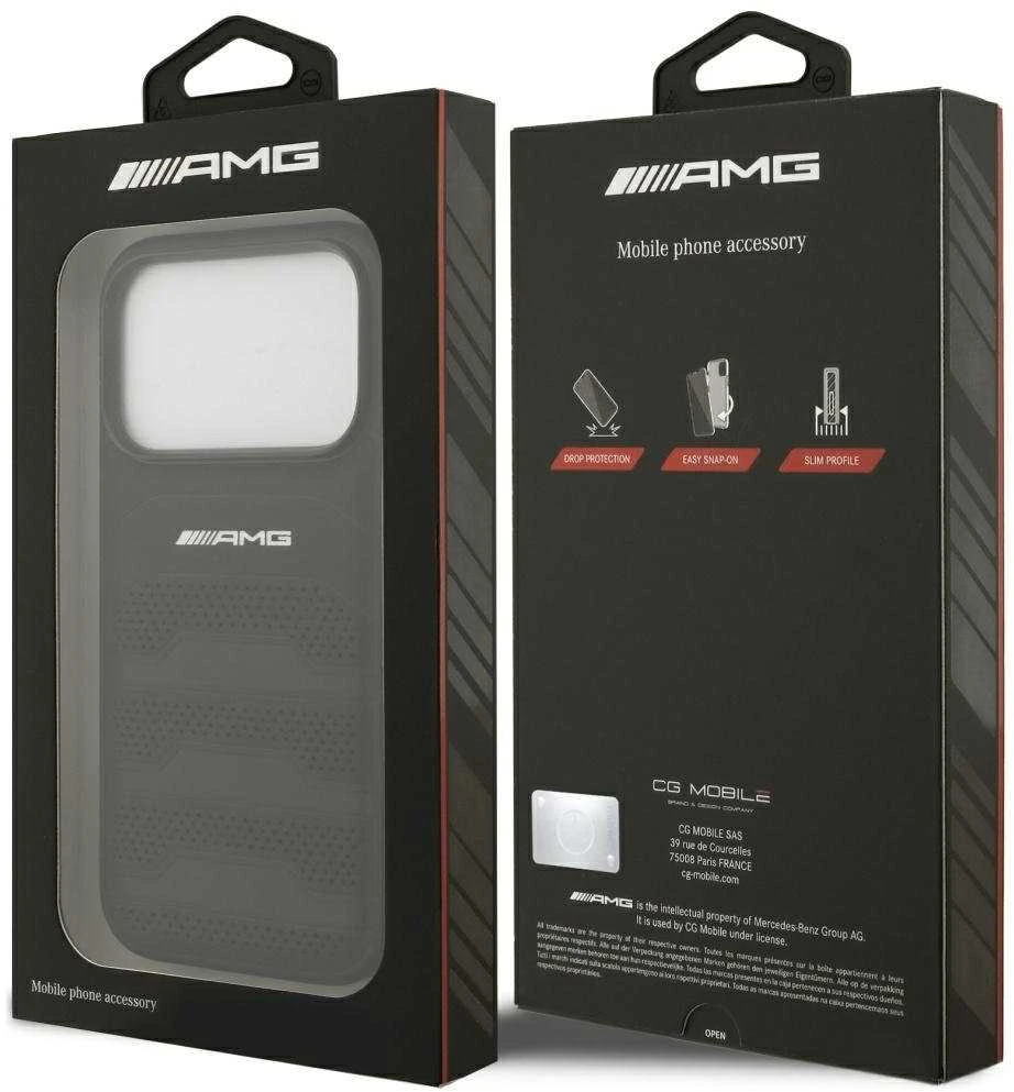 Mercedes Dėklas AMG Leather Debossed Lines Logo Apple iPhone 17 Pro juodos spalvos