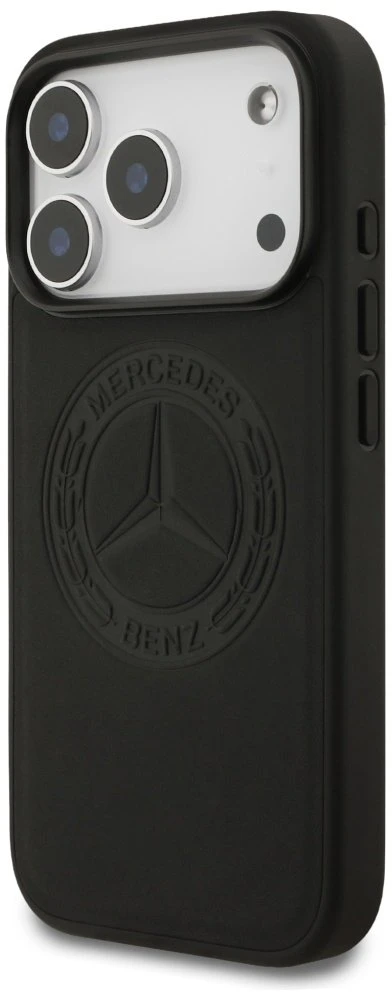 Original dėklas MERCEDES Leather Vintage Logo MagSafe skirtas Apple iPhone 17 Pro juodos spalvos