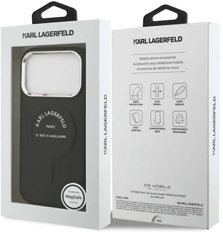 Karl Lagerfeld Karl RSG Logo MagSafe dėklas skirtas Apple iPhone 17 Pro juodos spalvos