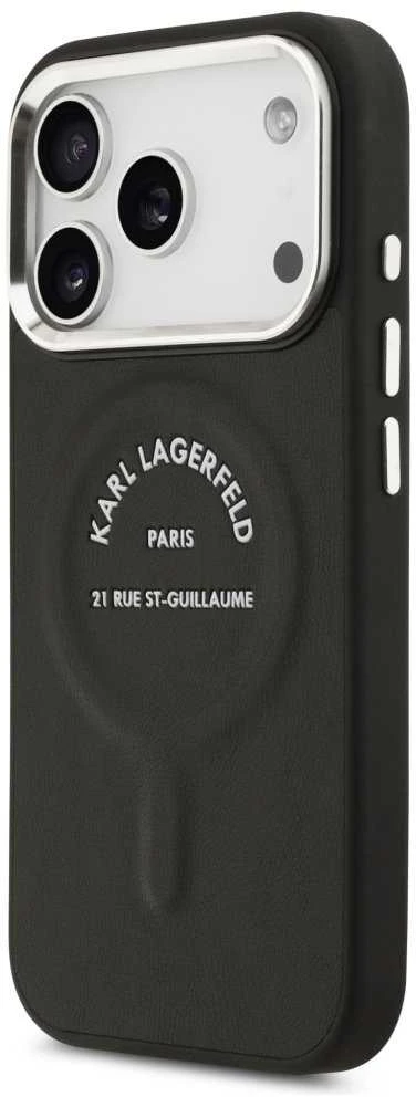 Karl Lagerfeld Karl RSG Logo MagSafe dėklas skirtas Apple iPhone 17 Pro juodos spalvos