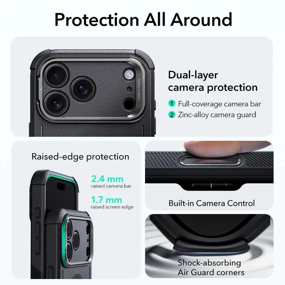 ESR „Cyber ​​Kickstand MagSafe“ dėklas, skirtas „iPhone 17 Pro“ – Juodas