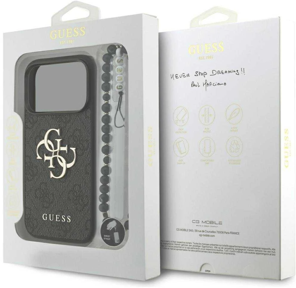 Guess 4G Strap 4G Classic Logo dėklas skirtas Apple iPhone 17 Pro juodos spalvos