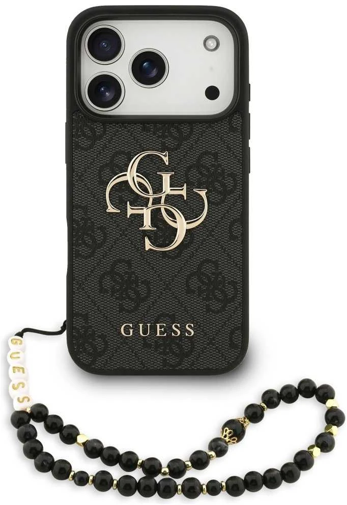 Guess 4G Strap 4G Classic Logo dėklas skirtas Apple iPhone 17 Pro juodos spalvos