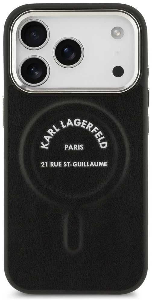 Karl Lagerfeld Karl RSG Logo MagSafe dėklas skirtas Apple iPhone 17 Pro juodos spalvos