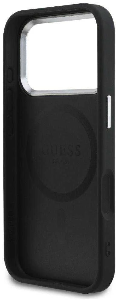 Guess PU Saffiano MagSafe dėklas skirtas Apple iPhone 17 Pro juodos spalvos