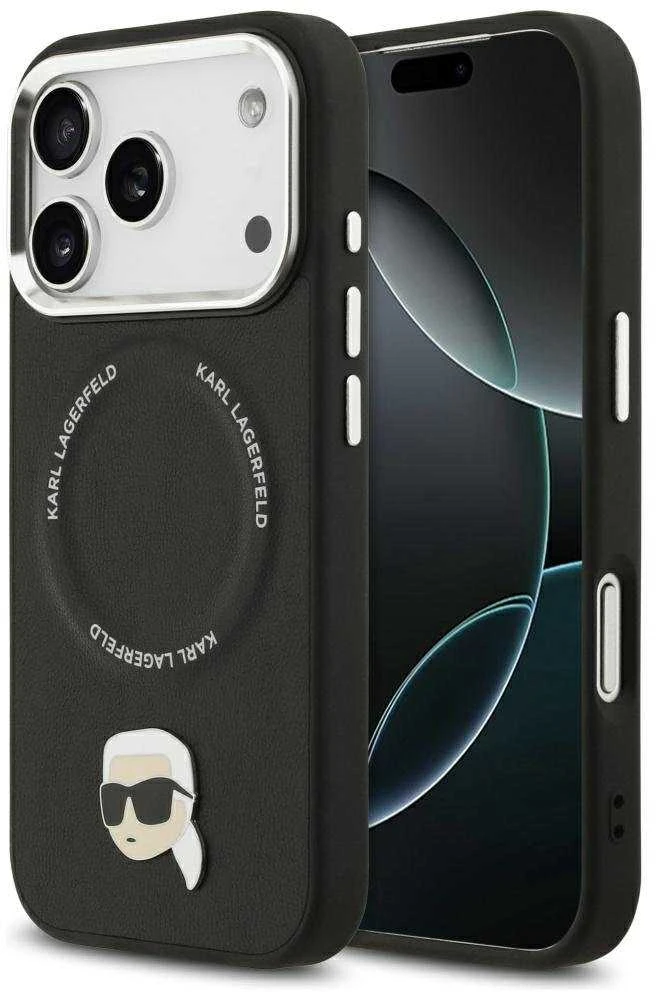 Karl Lagerfeld Karl Pin MagSafe dėklas Apple iPhone 17 Pro juodos spalvos