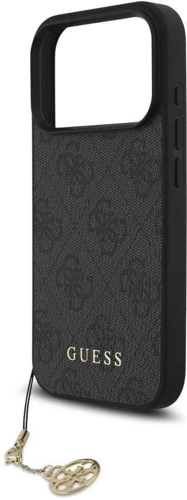 Guess 4G Charm dėklas skirtas Apple iPhone 17 Pro Tone on Tone pilkos spalvos