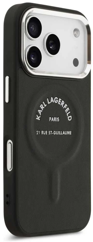 Karl Lagerfeld Karl RSG Logo MagSafe dėklas skirtas Apple iPhone 17 Pro juodos spalvos